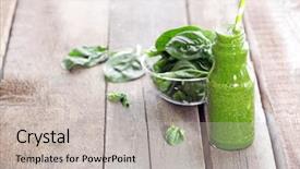  Presentation with energy drink - Amazing presentation design having energy drink minnerals vitamins - glass bottle of spinach juice backdrop and a  colored foreground
