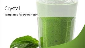  Presentation with fruit vegetable juice - Presentation theme enhanced with energy drink minnerals vitamins - glass of green vegetable juice background and a  colored foreground