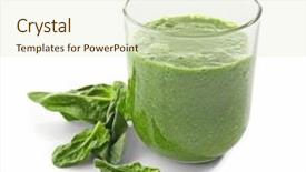  Presentation with juice pomegrante - Slide deck with energy drink minnerals vitamins - glass of spinach juice isolated background and a  colored foreground