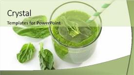 Presentation with spinach - Cool new slides with energy drink minnerals vitamins - glass of spinach juice isolated backdrop and a  colored foreground