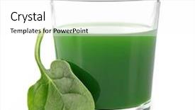  Presentation with juice pomegrante - Slides with energy drink minnerals vitamins - glass of spinach juice isolated background and a  colored foreground