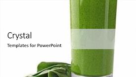  Presentation with spinach - Beautiful slide deck featuring energy drink minnerals vitamins - glass of spinach juice isolated backdrop and a  colored foreground