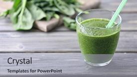  Presentation with juice - Presentation enhanced with energy drink minnerals vitamins - glass of spinach juice background and a  colored foreground