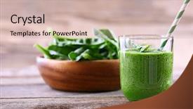  Presentation with juice pomegrante - Presentation featuring energy drink minnerals vitamins - glass of spinach juice background and a soft green colored foreground