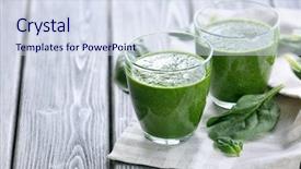  Presentation with napkin - PPT theme consisting of energy drink minnerals vitamins - glasses of spinach juice background and a  colored foreground