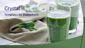  Presentation with energy drink - Audience pleasing theme consisting of energy drink minnerals vitamins - glasses of spinach juice backdrop and a  colored foreground
