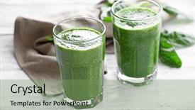  Presentation with table napkin aesthetic - Amazing slide set having energy drink minnerals vitamins - glasses of spinach juice backdrop and a  colored foreground