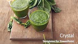  Presentation with juice - Beautiful presentation theme featuring energy drink minnerals vitamins - glasses of spinach juice backdrop and a  colored foreground