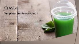  Presentation with energy drink - PPT theme with energy drink minnerals vitamins - plastic cup of spinach juice background and a  colored foreground
