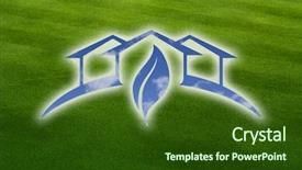  Presentation with blue house bakery - Slides featuring energy efficiency awareness - ghosted green house of blue background and a tawny brown colored foreground