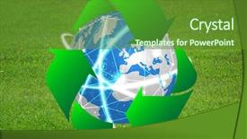  Presentation with energy conservation - Beautiful PPT theme featuring energy efficiency awareness - globe with sign of recycling backdrop and a tawny brown colored foreground