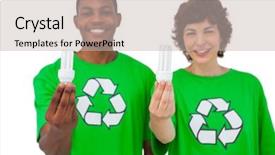  Presentation with light bulbs - Slides enhanced with energy efficiency awareness - two environmental activists holding light background and a soft green colored foreground