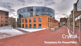  Presentation with energy efficiency - PPT theme consisting of energy efficiency buildings - new center for government background and a coral colored foreground