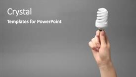  Presentation with smoking magic lamp - Amazing slide set having energy efficiency bulb gray - woman holding fluorescent lamp backdrop and a gray colored foreground