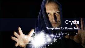  Presentation with wizard - Theme consisting of energy forecast - wizard witg glowing stars background and a wine colored foreground
