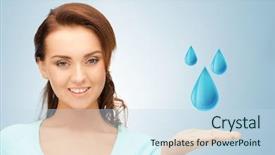  Presentation with blue drops - Amazing PPT theme having energy forecast - woman showing blue water drops backdrop and a sky blue colored foreground