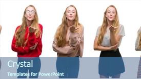  Presentation with collage of retro camera - Slides enhanced with energy german - collage of young blonde girl background and a ocean colored foreground