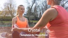  Presentation with mother doing yoga kids - PPT layouts consisting of energy german - old and young woman doing background and a red colored foreground