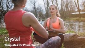 Presentation with tree river - Beautiful slide deck featuring energy german - two woman practicing yoga backdrop and a tawny brown colored foreground