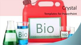  Presentation with vials - Audience pleasing PPT theme consisting of energy green chemistry - bio fuels in canister backdrop and a  colored foreground