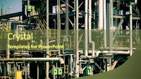  Presentation with chemical plant - Beautiful PPT theme featuring energy green chemistry - chemical plant pipeline closeup backdrop and a tawny brown colored foreground