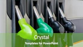  Presentation with fuel station - Beautiful slide deck featuring energy green chemistry - fuel pistols at petrol station backdrop and a shamrock green colored foreground