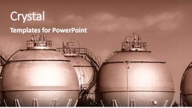  Presentation with fuel storage - Presentation theme with energy green chemistry - fuel storage tanks background and a coral colored foreground