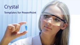  Presentation with tea leaves test tube - Beautiful presentation featuring energy green chemistry - plant sample in test tube backdrop and a sky blue colored foreground