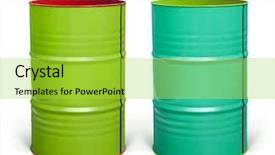  Presentation with two paths - PPT theme enhanced with energy green chemistry - two coloured steel barrels background and a yellow colored foreground