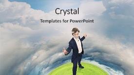  Presentation with green chemistry - Slides enhanced with energy green chemistry - young businessman with tie protecting background and a light blue colored foreground