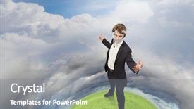  Presentation with protecting seniors - Audience pleasing PPT layouts consisting of energy green chemistry - young businessman with tie protecting backdrop and a gray colored foreground