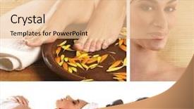  Presentation with treatment - Colorful theme enhanced with energy healing - attractive lady getting spa treatment backdrop and a lemonade colored foreground