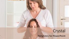  Presentation with reiki - Presentation theme consisting of energy healing - professional reiki healer doing reiki background and a coral colored foreground