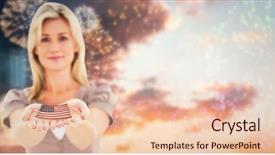  Presentation with hands holding - PPT theme with energy independance - happy blonde holding hands background and a lemonade colored foreground