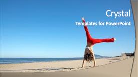  Presentation with exercises - Presentation enhanced with energy independance - young woman doing exercises background and a teal colored foreground