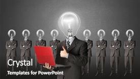  Presentation with bulb brain - Beautiful presentation theme featuring brain light bulb - male businessman with lamp-head backdrop and a dark gray colored foreground