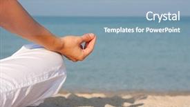  Presentation with energy - Colorful slide deck enhanced with energy medicine - woman meditating on the beach backdrop and a light blue colored foreground