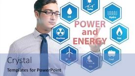  Presentation with energy - Presentation design enhanced with energy-mix-concept-with-businessman background and a teal colored foreground