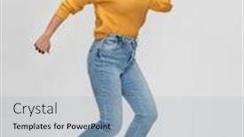  Presentation with young happy people smiling - PPT theme having energy-motion-people-concept-happy background and a light blue colored foreground