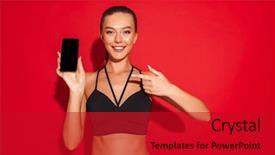  Presentation with mobile network - Audience pleasing PPT layouts consisting of portrait of a beautiful fit backdrop and a crimson colored foreground