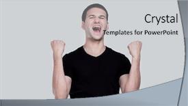  Presentation with winner - Colorful presentation design enhanced with energy optimization - lucky handsome man celebrating winner backdrop and a  colored foreground