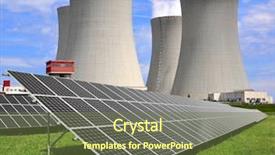  Presentation with solar power - Beautiful PPT layouts featuring energy panels before a nuclear backdrop and a tawny brown colored foreground