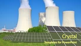  Presentation with nuclear energy - PPT layouts featuring energy panels before a nuclear background and a tawny brown colored foreground