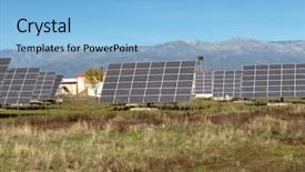  Presentation with energy solar - Presentation theme featuring energy plant with solar panels background and a light blue colored foreground