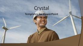  Presentation with turbine - Slide deck enhanced with energy power - low angle view background and a light blue colored foreground