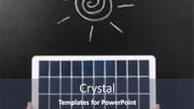  Presentation with solar battery power - Presentation with energy-power-and-sustainability-concept background and a tawny brown colored foreground