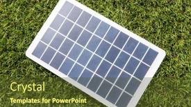  Presentation with solar battery power - Presentation theme consisting of energy-power-and-sustainability-concept and a tawny brown colored foreground