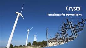  Presentation with electric distribution substation - Beautiful PPT layouts featuring energy production and electrical substation backdrop and a ocean colored foreground