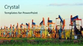  Presentation with energy oil - PPT layouts enhanced with energy resources - many working oil pumps background and a cool aqua colored foreground