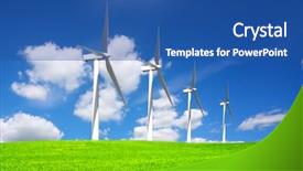  Presentation with wind - Slide deck featuring energy resources - wind power generators background and a ocean colored foreground